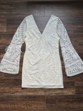 12th Tribe Larisa White Beaded Sequin Tunic New L